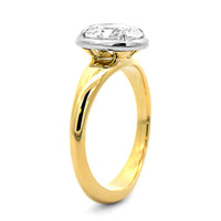 18K Yellow Gold and Platinum Bezel Set Oval Diamond Engagement Ring