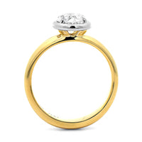 18K Yellow Gold and Platinum Bezel Set Oval Diamond Engagement Ring