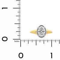 18K Yellow Gold and Platinum Bezel Set Oval Diamond Engagement Ring