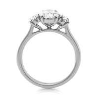 Platinum 3 Stone Oval Shaped Diamond Ring
