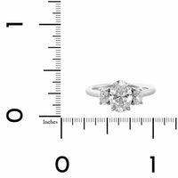 Platinum 3 Stone Oval Shaped Diamond Ring