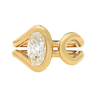 18K Yellow Gold Oval Diamond Knot Style Ring