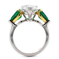 Platinum Diamond and Pear shaped Emerald Ring