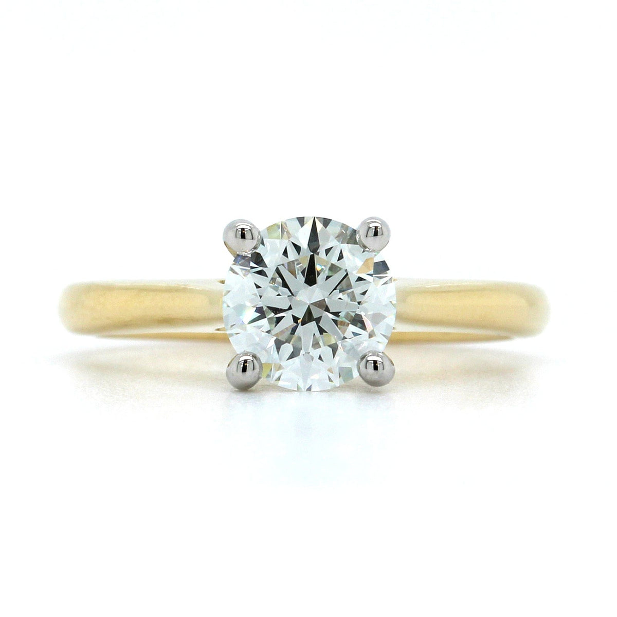 18K Yellow Gold and Platinum Diamond Solitaire Engagement Ring