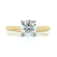 18K Yellow Gold and Platinum Diamond Solitaire Engagement Ring