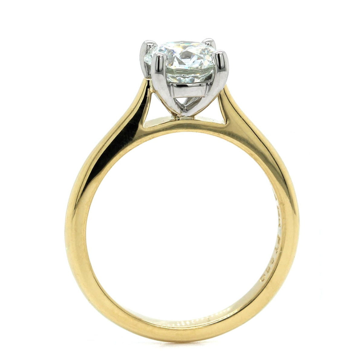 18K Yellow Gold and Platinum Diamond Solitaire Engagement Ring