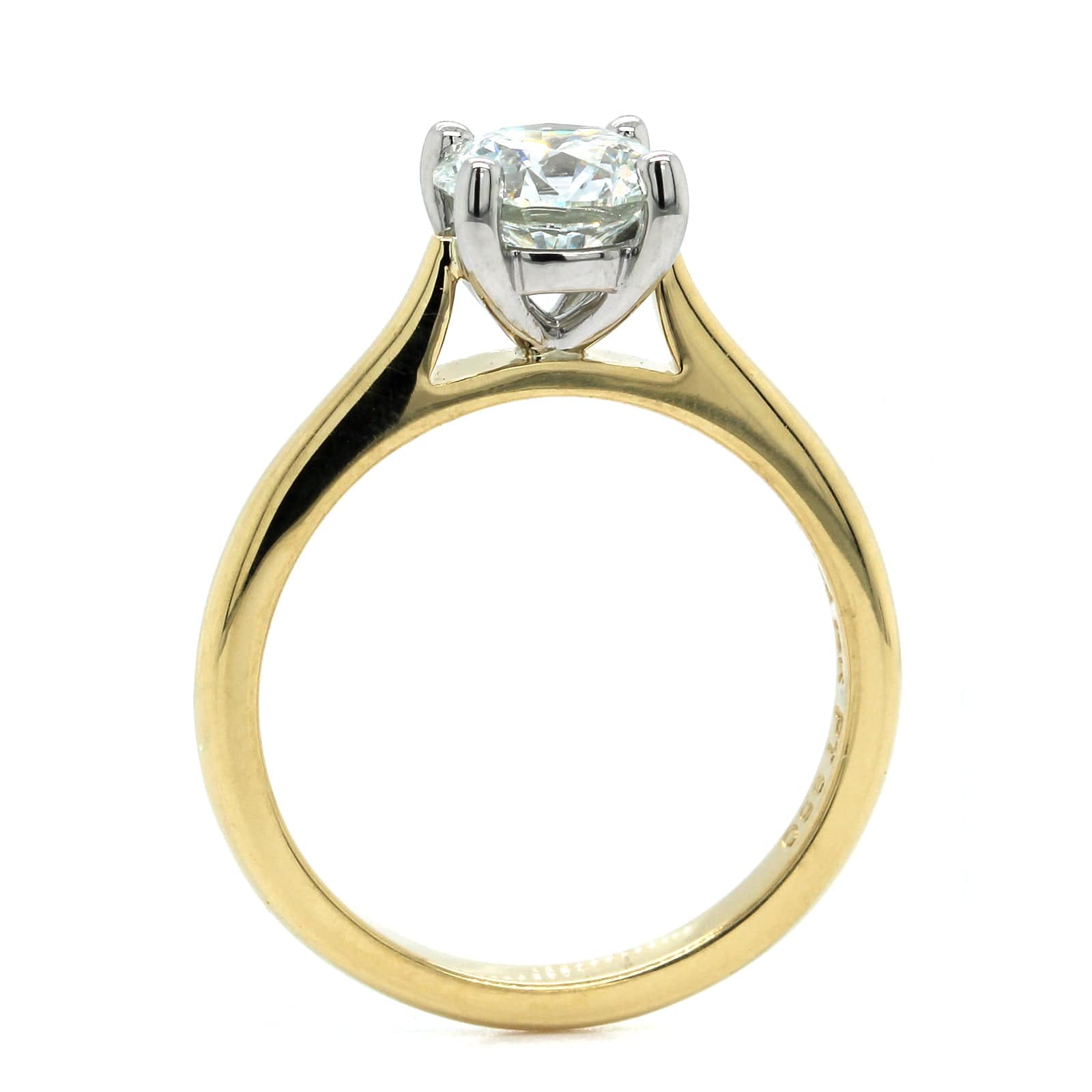 18K Yellow Gold and Platinum Diamond Solitaire Engagement Ring