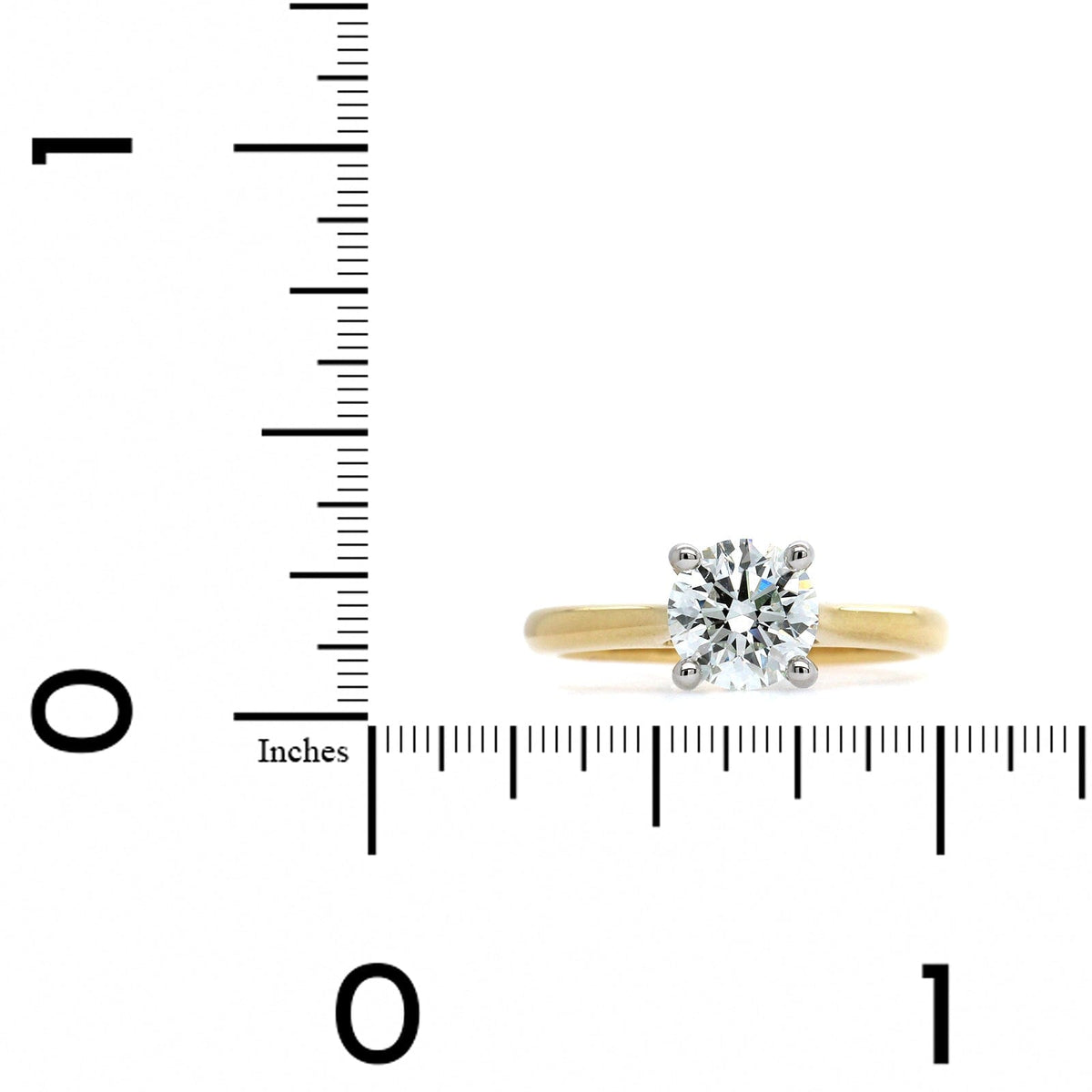 18K Yellow Gold and Platinum Diamond Solitaire Engagement Ring