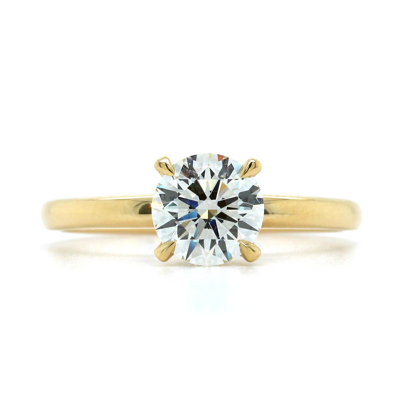 18K Yellow Gold Hidden Diamond Halo Engagement Ring