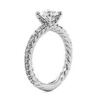 Platinum Round Cut Diamond with Braid Design Engagement Ring