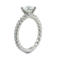 Platinum Round Cut Diamond with Braid Design Engagement Ring