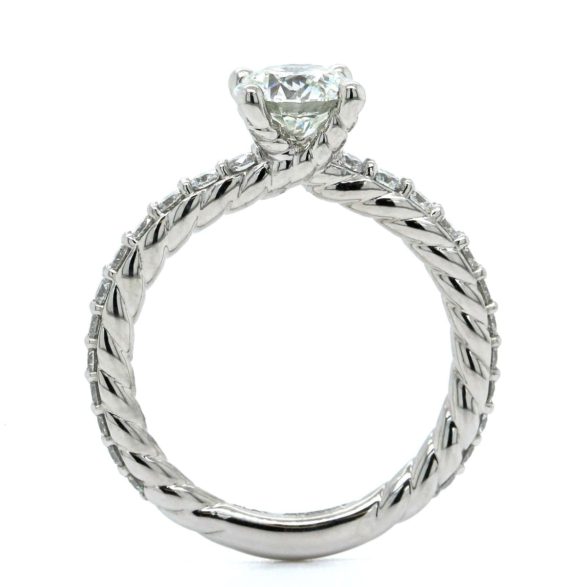 Platinum Round Cut Diamond with Braid Design Engagement Ring
