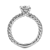 Platinum Round Cut Diamond with Braid Design Engagement Ring