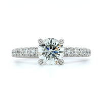 Platinum Round Diamond with Hidden Halo Engagement Ring
