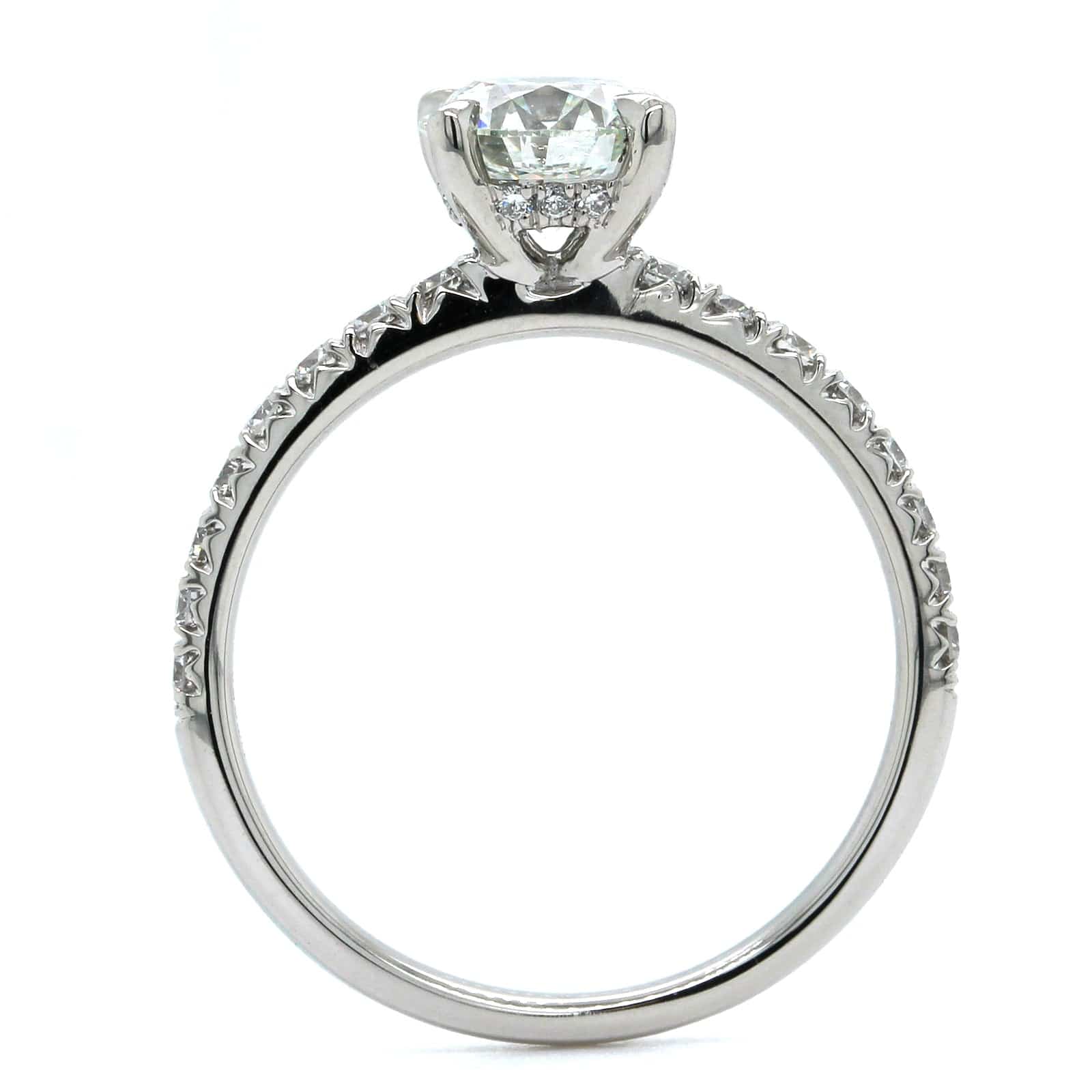 Platinum Round Diamond with Hidden Halo Engagement Ring