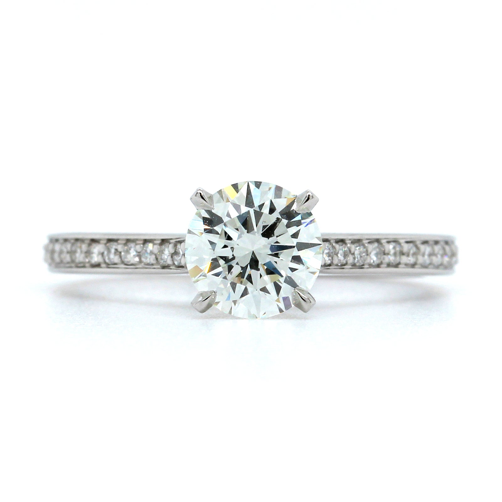 14K White Gold 4 Prong Round Diamond Engagement Ring