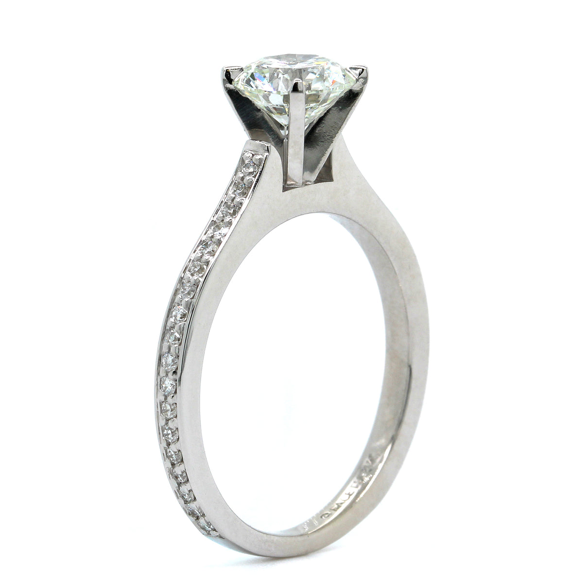 14K White Gold 4 Prong Round Diamond Engagement Ring