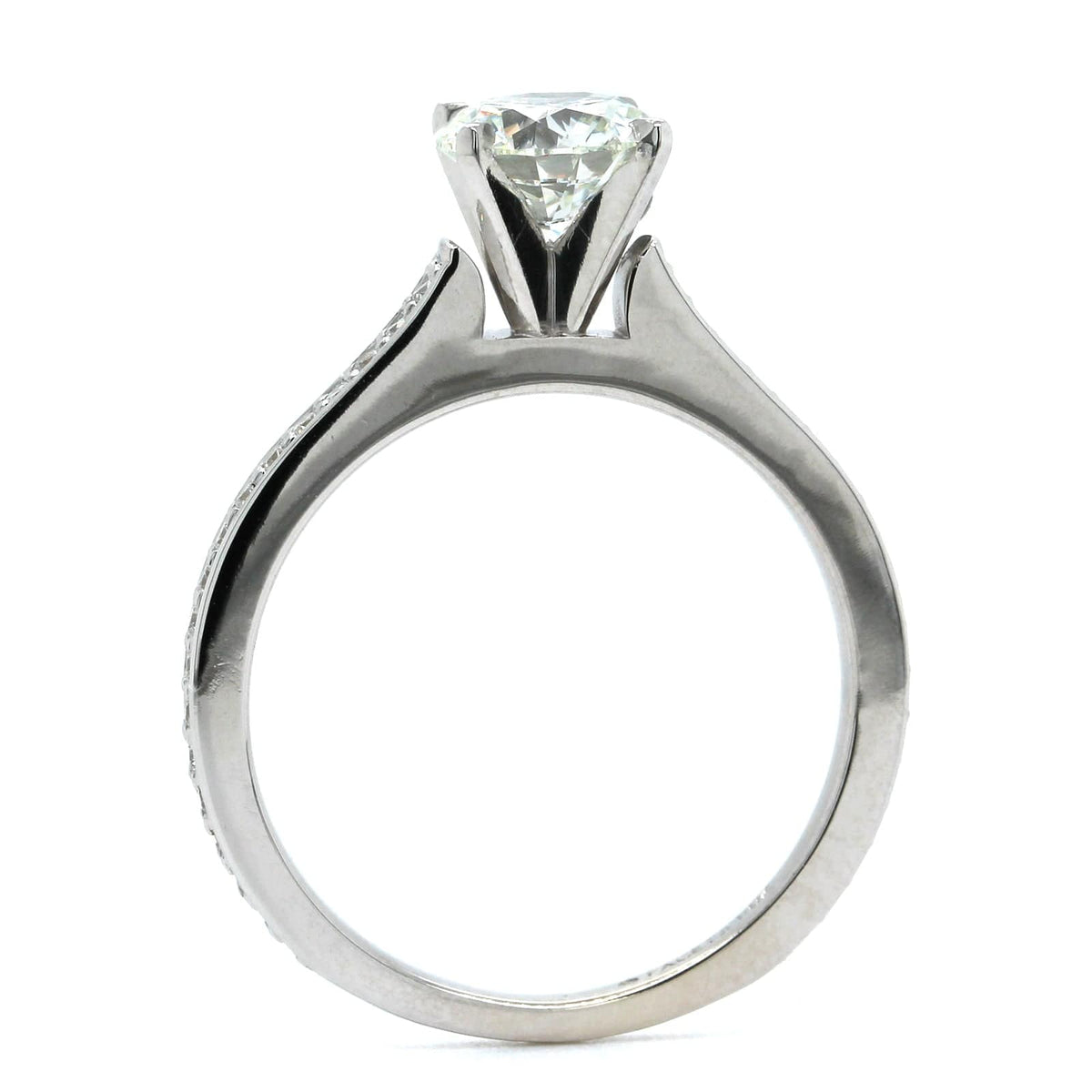 14K White Gold 4 Prong Round Diamond Engagement Ring