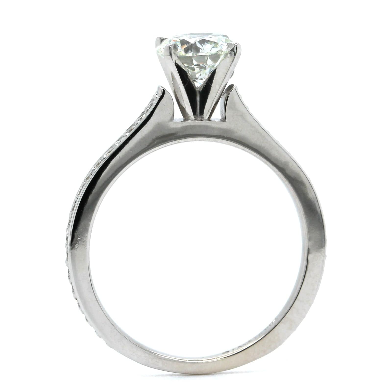 14K White Gold 4 Prong Round Diamond Engagement Ring