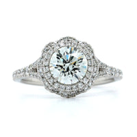 Platinum Round Cut Diamond Vintage Inspired Engagement Ring