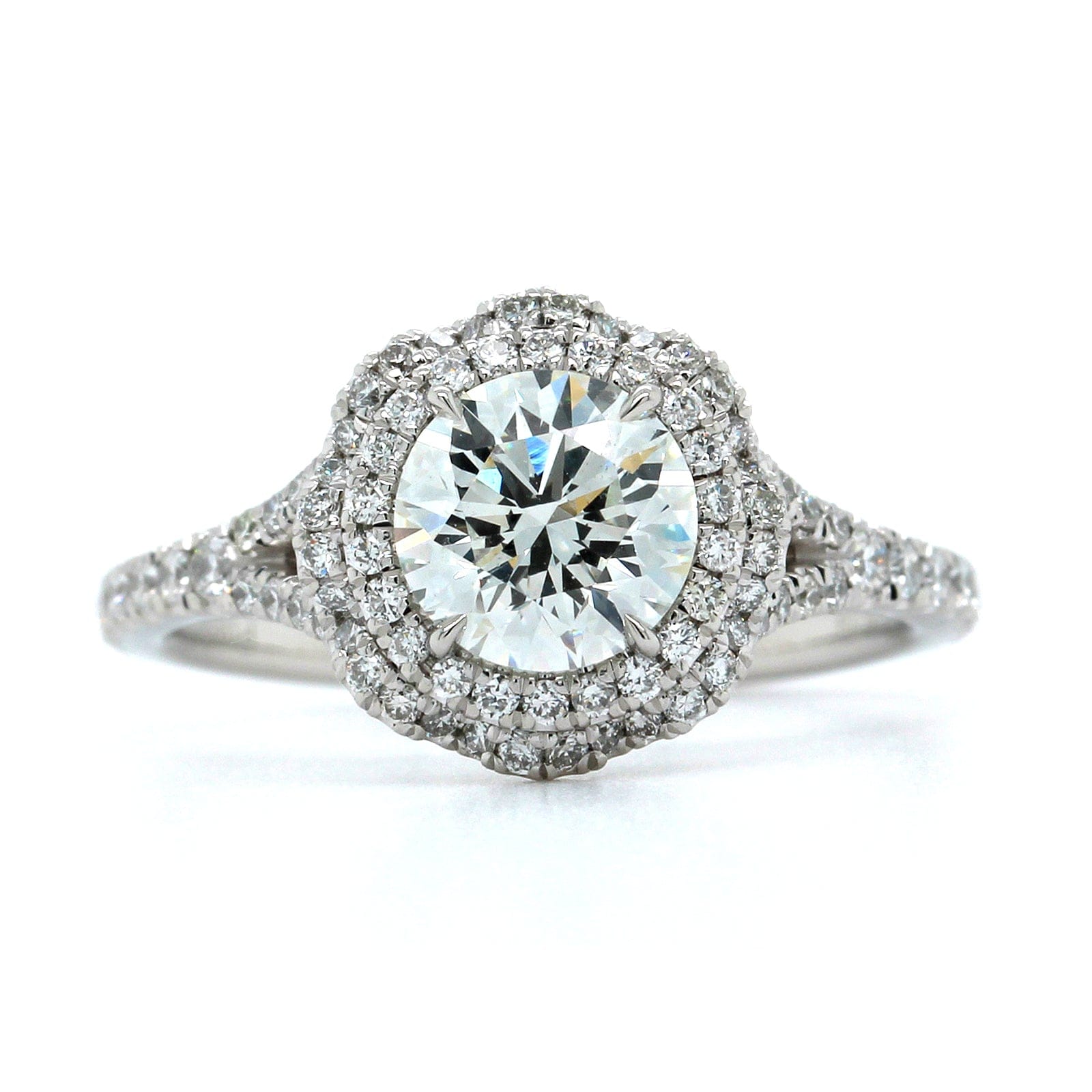 Platinum Round Cut Diamond Vintage Inspired Engagement Ring