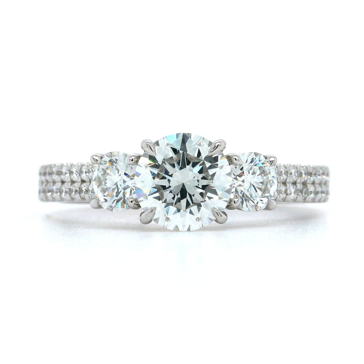18K White Gold 3 Stone Diamond Engagement Ring