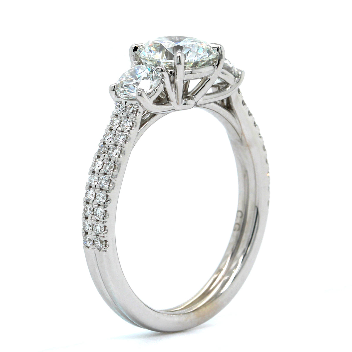 18K White Gold 3 Stone Diamond Engagement Ring