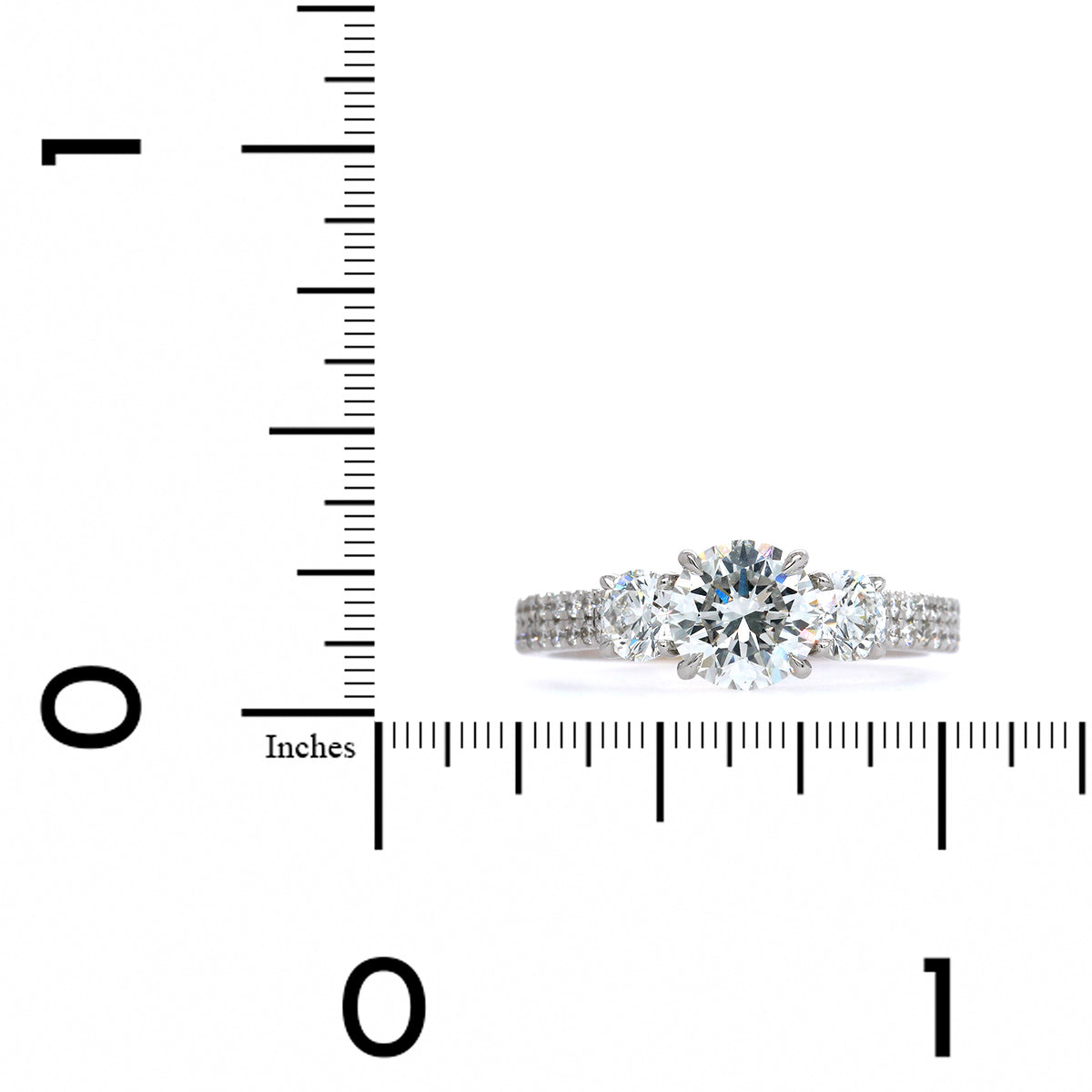 18K White Gold 3 Stone Diamond Engagement Ring