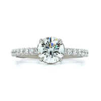 Platinum Round Cut Diamond with Hidden Halo Engagement Ring