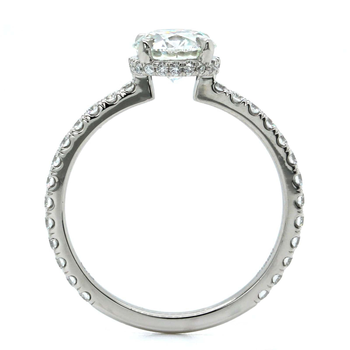 Platinum Round Cut Diamond with Hidden Halo Engagement Ring