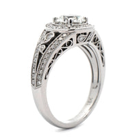 18K White Gold Round Diamond Halo Engagement Ring