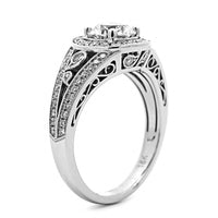 18K White Gold Round Diamond Halo Engagement Ring