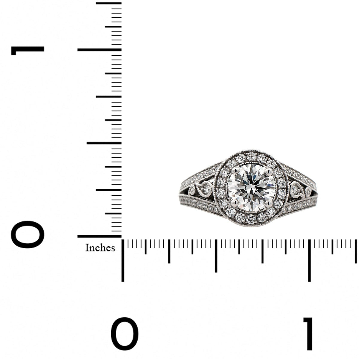 18K White Gold Round Diamond Halo Engagement Ring