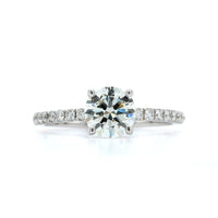 18K White Gold Round Diamond with Hidden Halo Engagement Ring