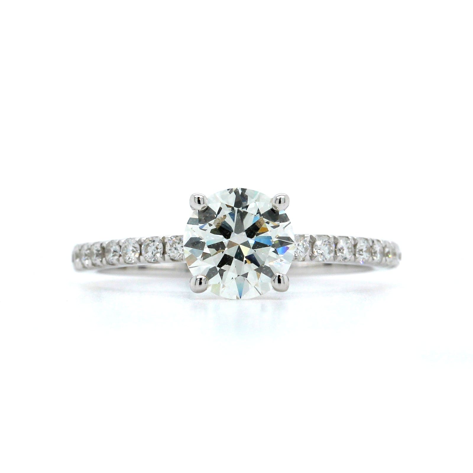 18K White Gold Round Diamond with Hidden Halo Engagement Ring