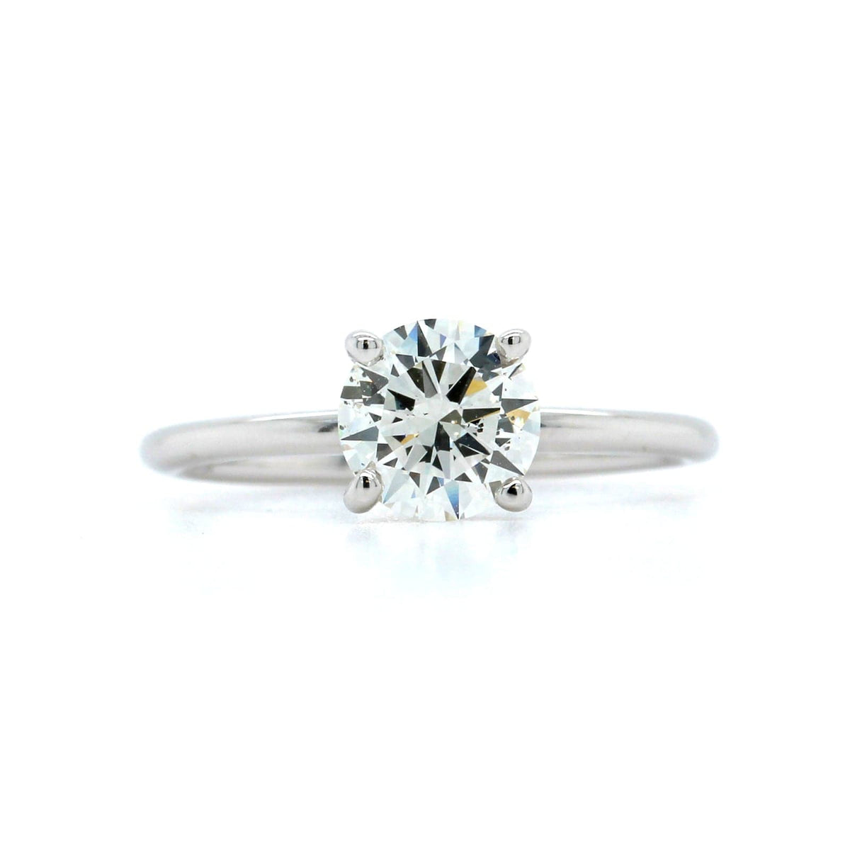 18K White Gold Round Diamond with Hidden Halo Engagement Ring