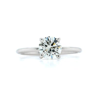 18K White Gold Round Diamond with Hidden Halo Engagement Ring