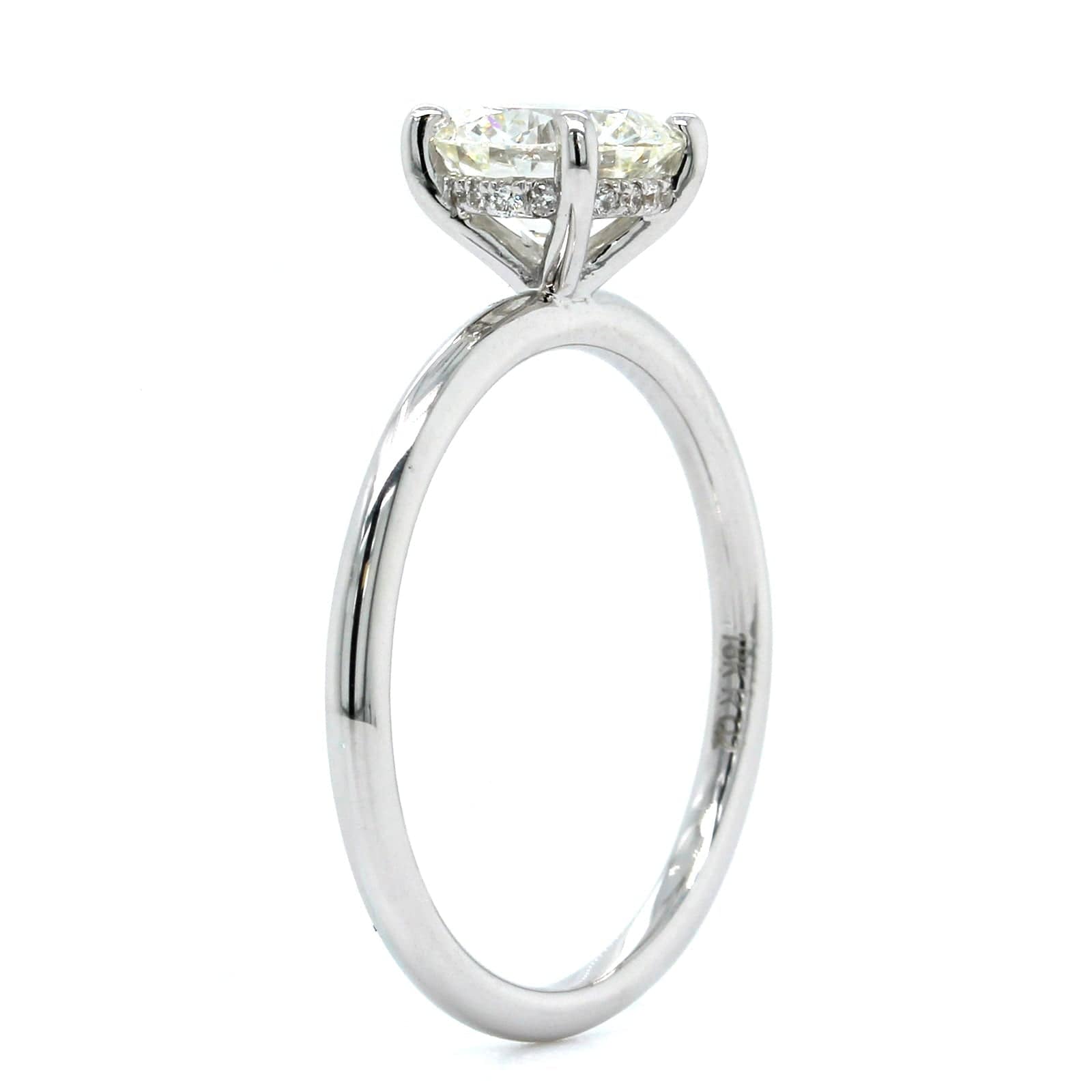 18K White Gold Round Diamond with Hidden Halo Engagement Ring