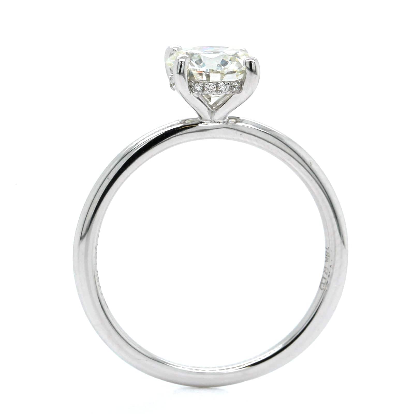 18K White Gold Round Diamond with Hidden Halo Engagement Ring