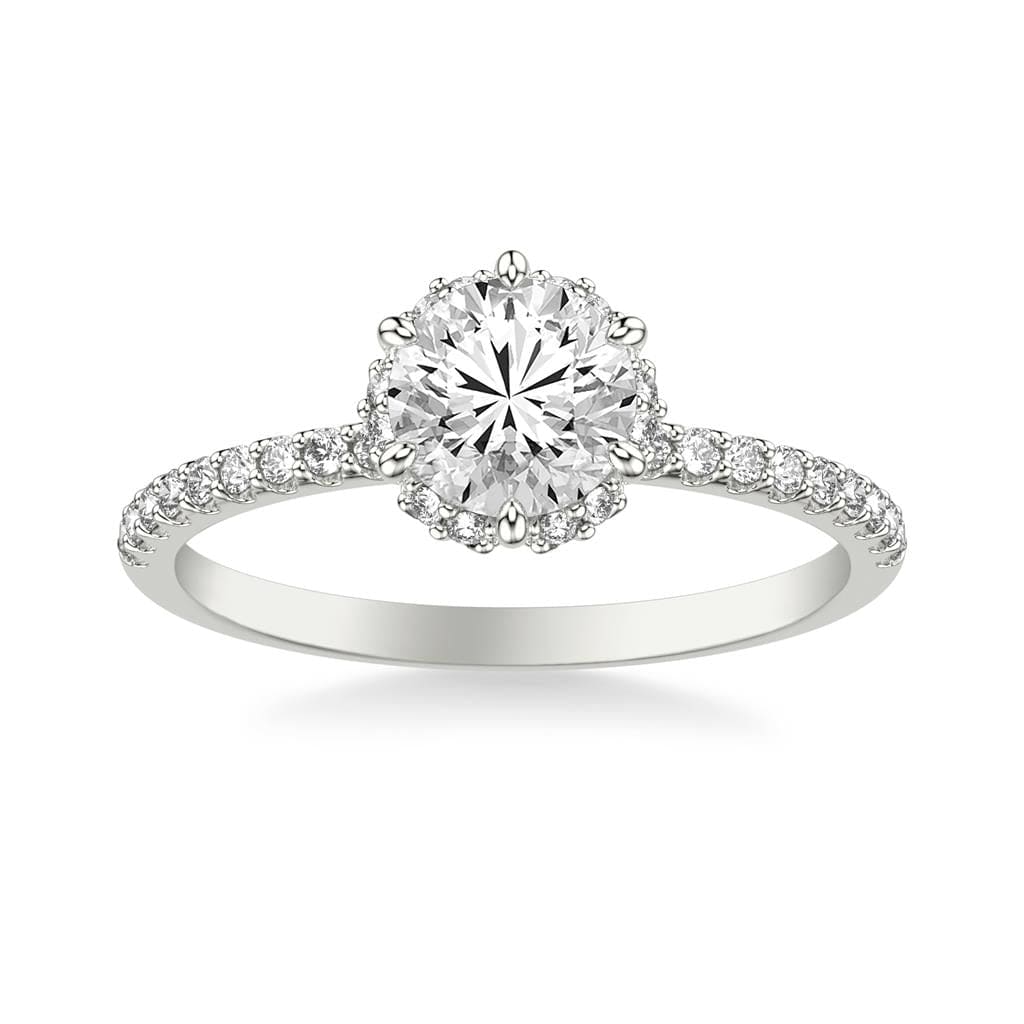Platinum Round Diamond with Hidden Halo Engagement Ring