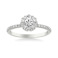 Platinum Round Diamond with Hidden Halo Engagement Ring