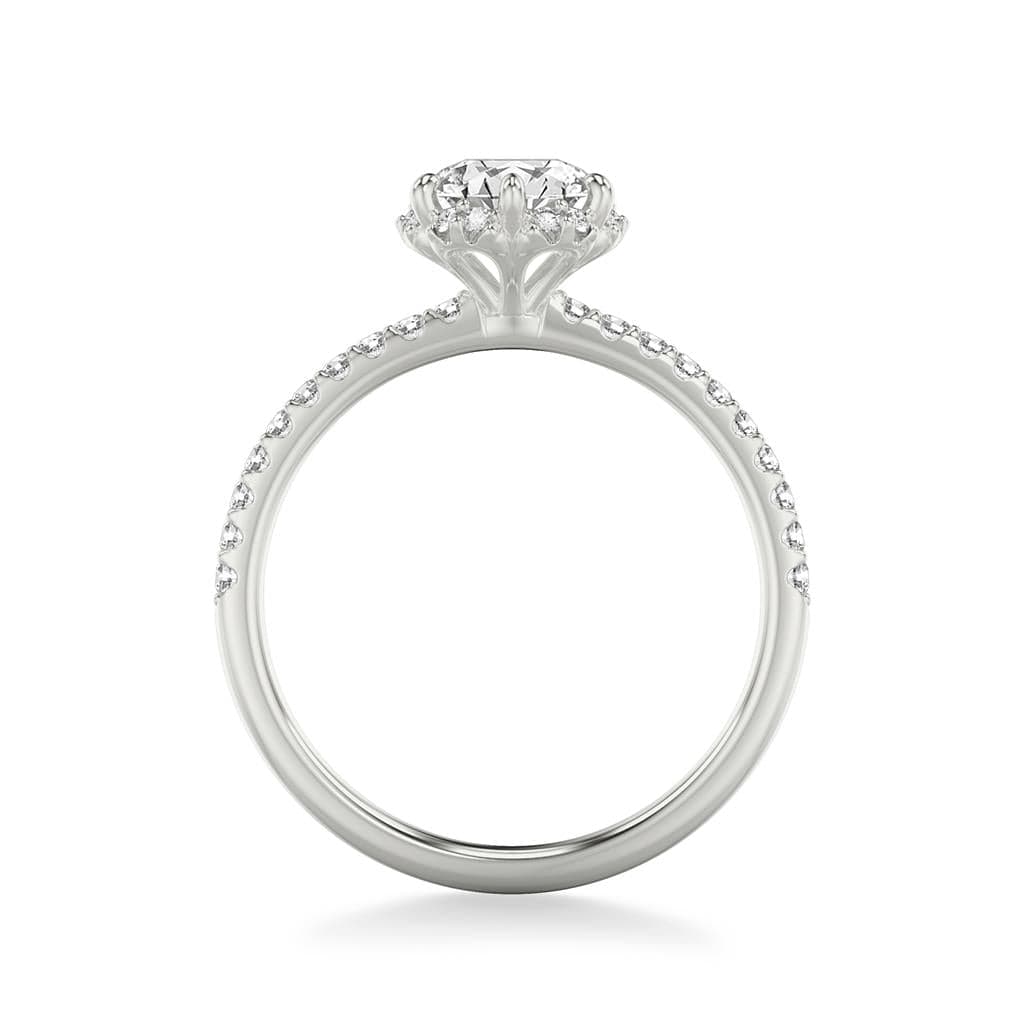 Platinum Round Diamond with Hidden Halo Engagement Ring