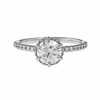 Platinum Round Diamond with Hidden Halo Engagement Ring