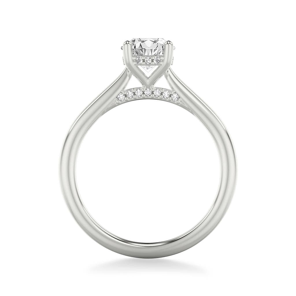 Platinum Round Diamond with Cathedral Mounting Engagement Ring