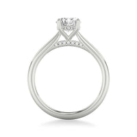 Platinum Round Diamond with Cathedral Mounting Engagement Ring