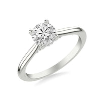 Platinum Round Diamond with Cathedral Mounting Engagement Ring
