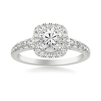 Platinum Round Diamond with Cushion Halo Mounting Engagement Ring