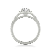 Platinum Round Diamond with Cushion Halo Mounting Engagement Ring