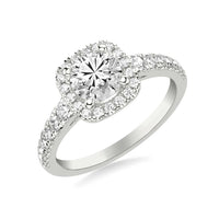 Platinum Round Diamond with Cushion Halo Mounting Engagement Ring