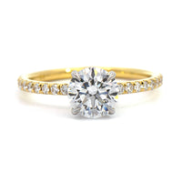 Platinum Round Cut Diamond with Hidden Halo Engagement Ring